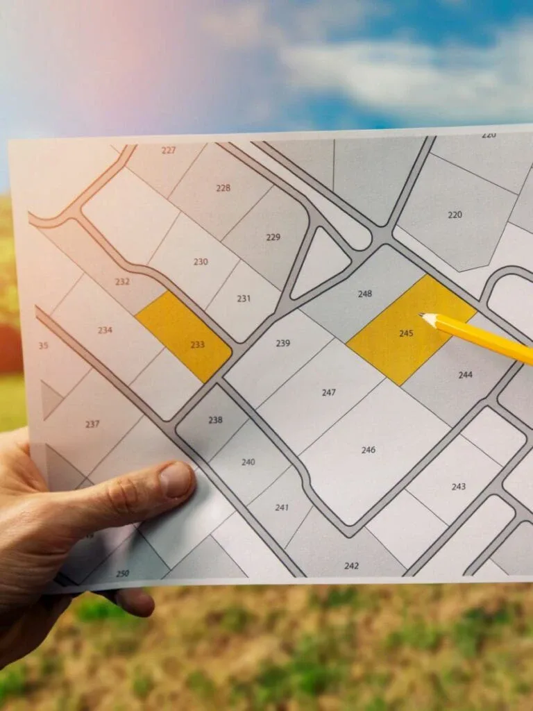 Hand holding a map with a pencil on a field, featuring Data Field Technology Services and highlighting their expertise in innovative tech solutions.