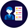 A person with a star rating icon on a blue background, featuring DataField Technology Services and highlighting their expertise in innovative tech solutions.