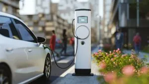 Image of an EV charging station, featuring DataField Technology Services and highlighting the differences between DC fast charging and Level 2 charging.