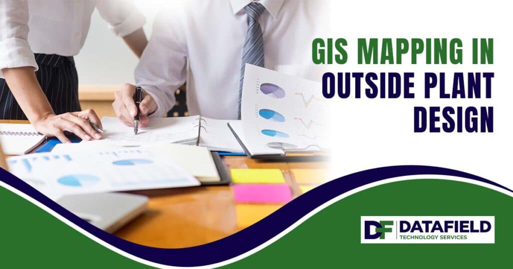 Image of a business team analyzing income charts and documents during a discussion, featuring DataField Technology Services and highlighting GIS Mapping in Outside Plant Design, ensuring alignment with the page's context.