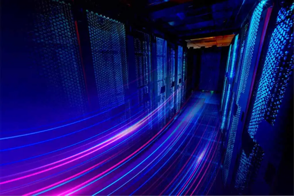 Neon lights showcasing Datafield Technology Services and emphasizing The Advantages of Fiber Optic Cables for Telecommunications, aligning seamlessly with the page's context.